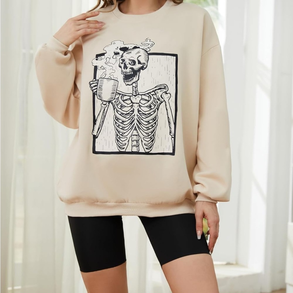 Women Halloween Fleece Oversized Sweatshirt
Skeleton Print Pullover - Picture 5 of 9